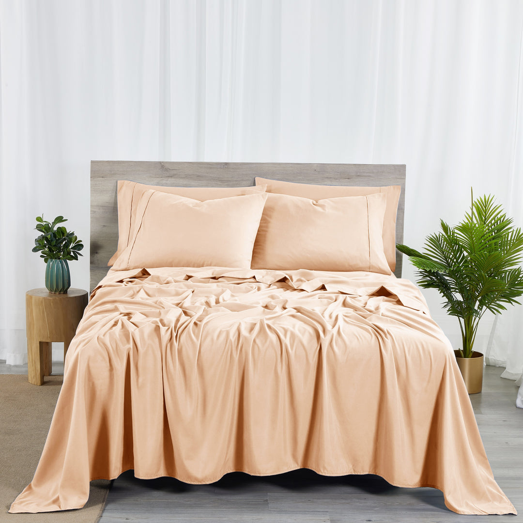 Bibb Home Bamboo Sheet Set 2000 Count 6-Piece Deep Pocket Soft Cool King Image 1