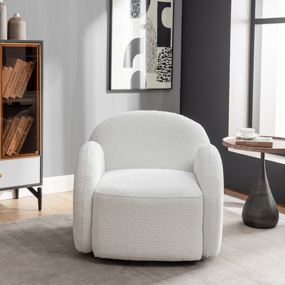 SEYNAR Modern Glam Boucle Upholstered Swivel Accent Armchair Image 2