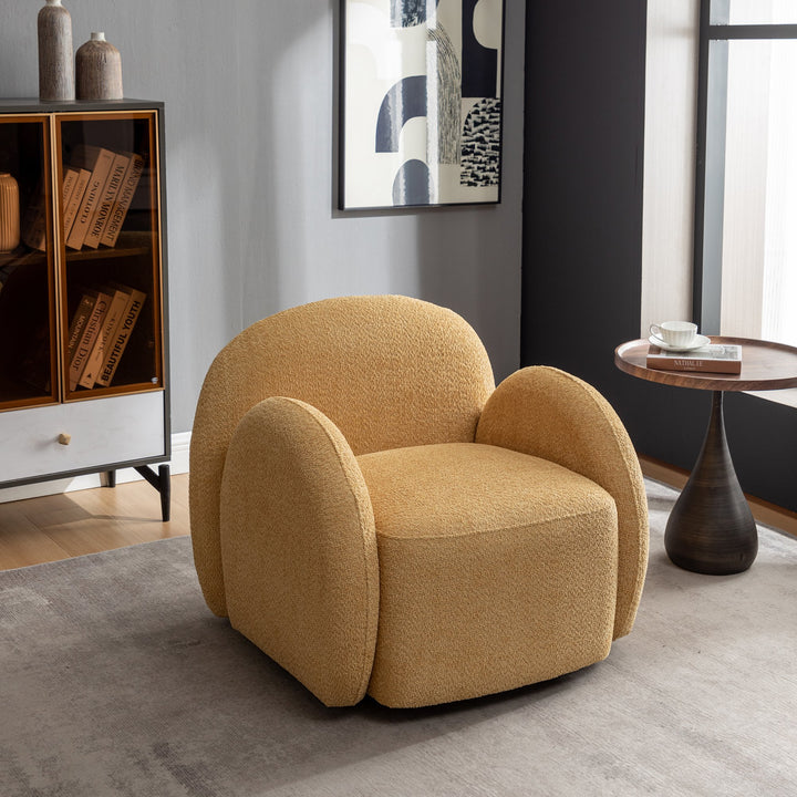 SEYNAR Modern Glam Boucle Upholstered Swivel Accent Armchair Image 1