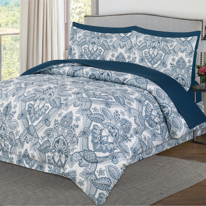 Dan River 8 Piece Reversible Bed in a Bag Comforter Set Microfiber King Queen Image 4