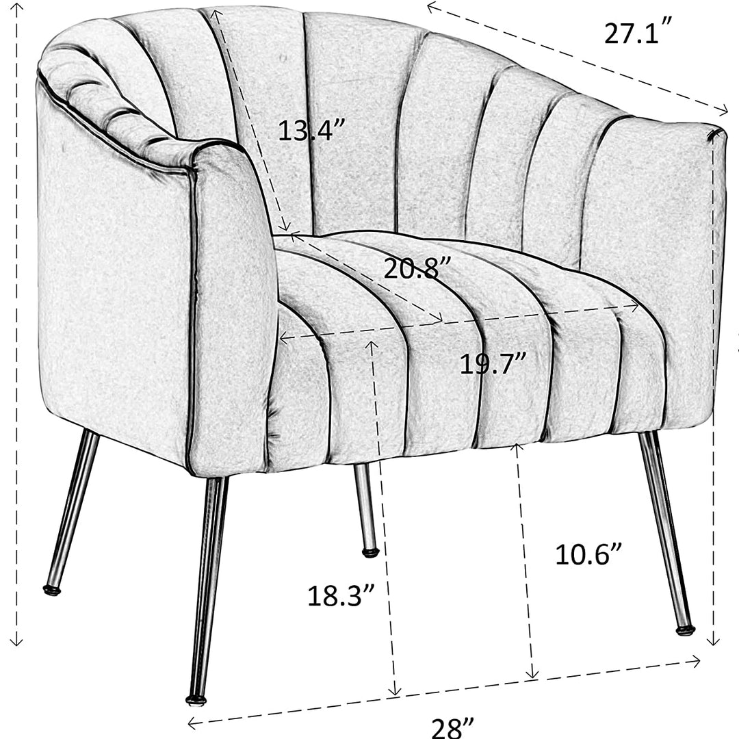 SEYNAR Modern Glam Velvet Accent Vanity Chair with Golden Metal Legs for Living Room Image 11