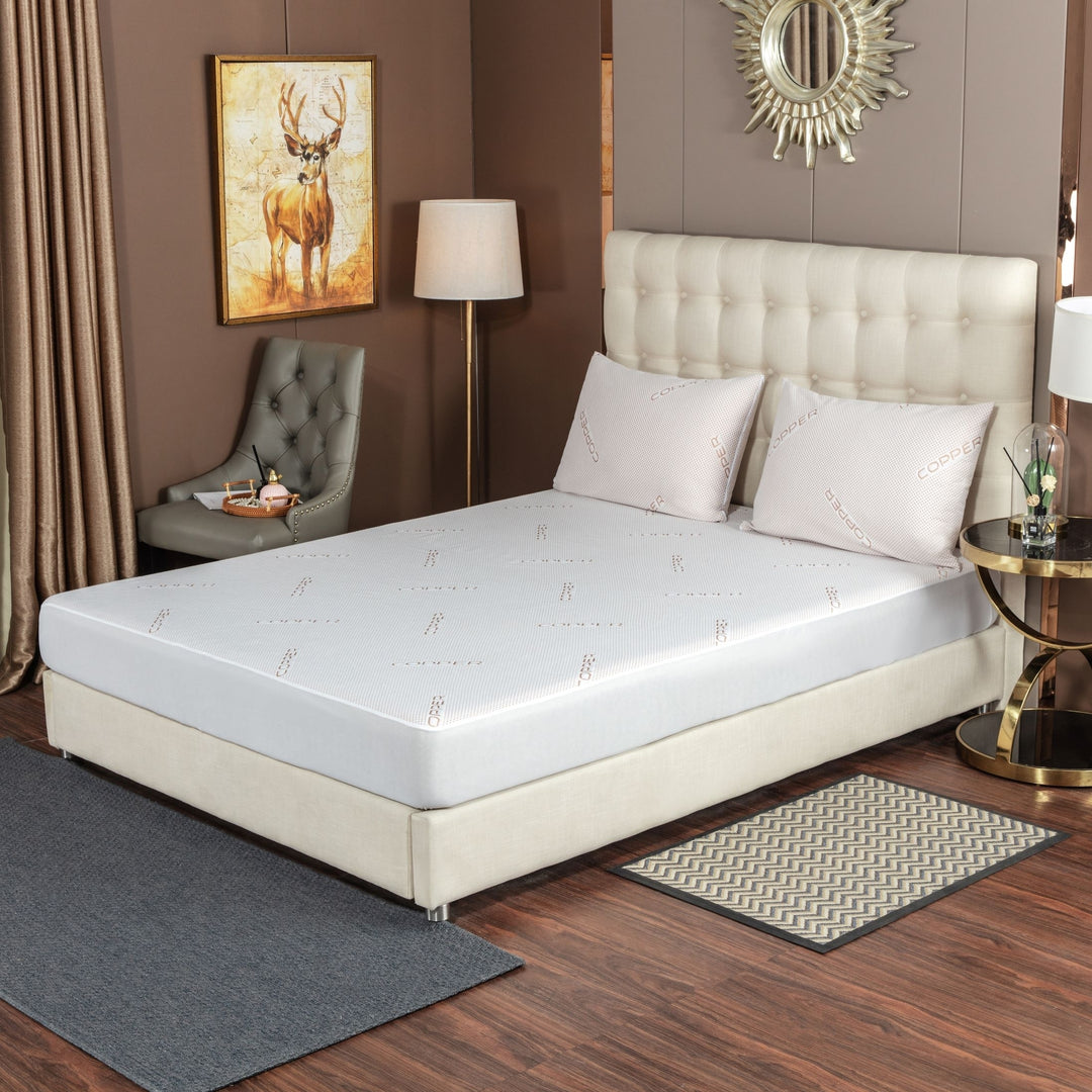 Bibb Home Copper Infused Waterproof Mattress Pad Image 2