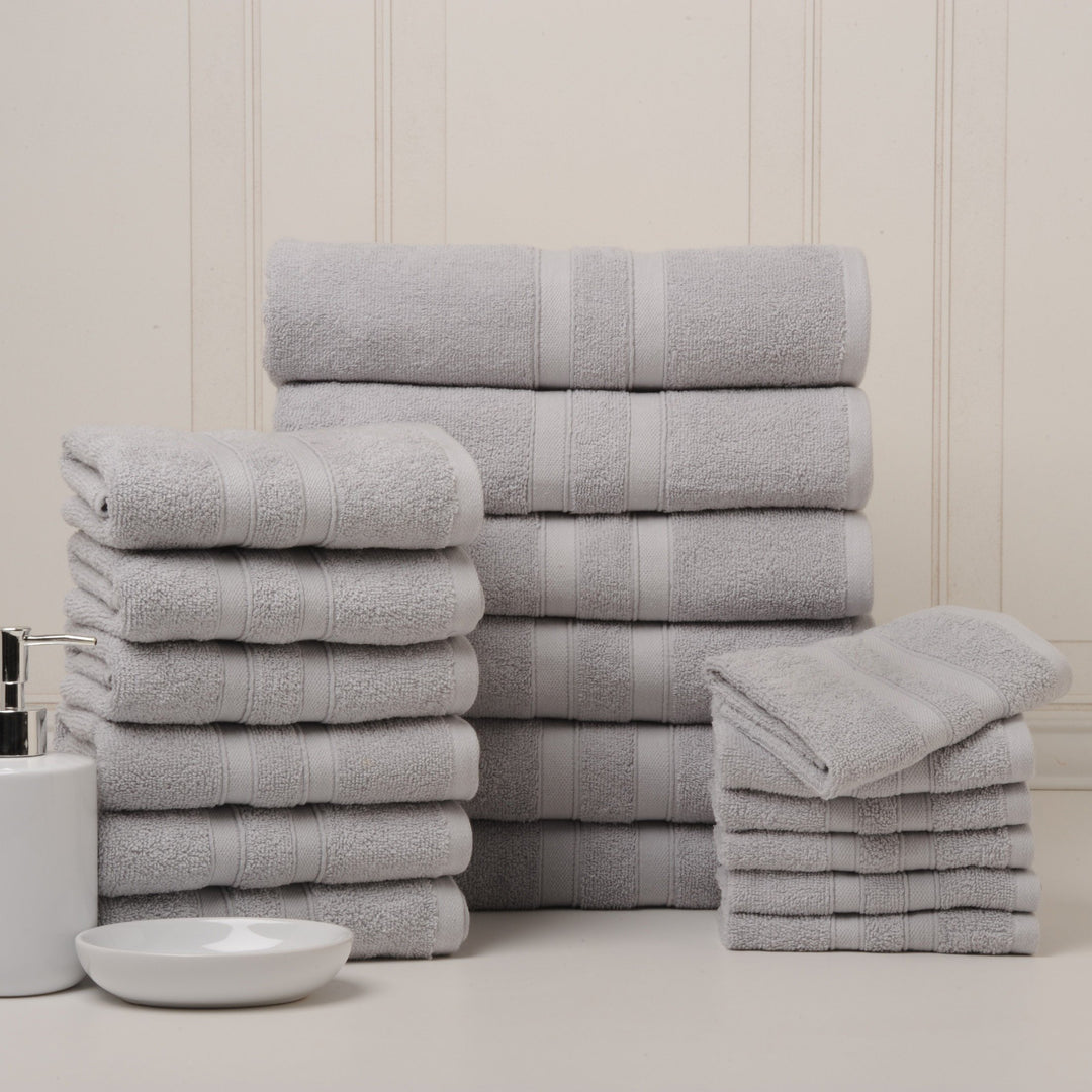 Bibb Home 18 Piece Egyptian Cotton Towel Set 100% Soft Absorbent White 600GSM Image 1