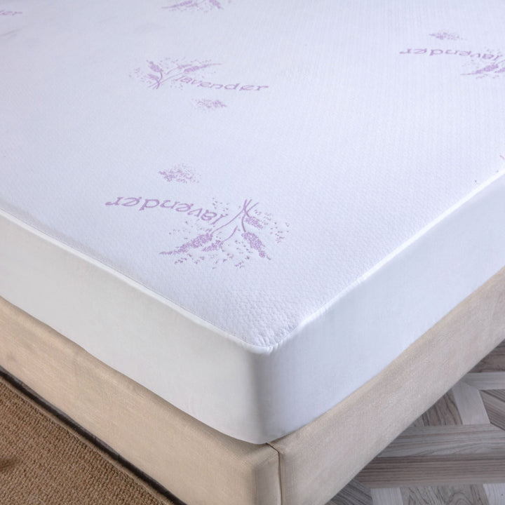 Bibb Home Lavender Infused Hypoallergenic Mattress Pad Deep Pocket Twin Full Queen King Image 4