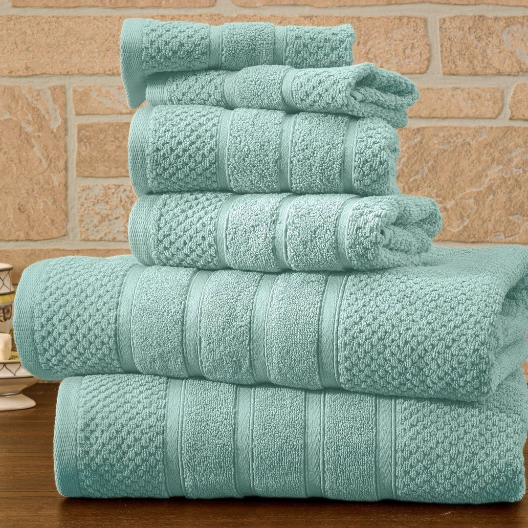 Bibb Home 6 Piece Egyptian Cotton Towel Set Bath Hand Washcloths White 600GSM Image 1