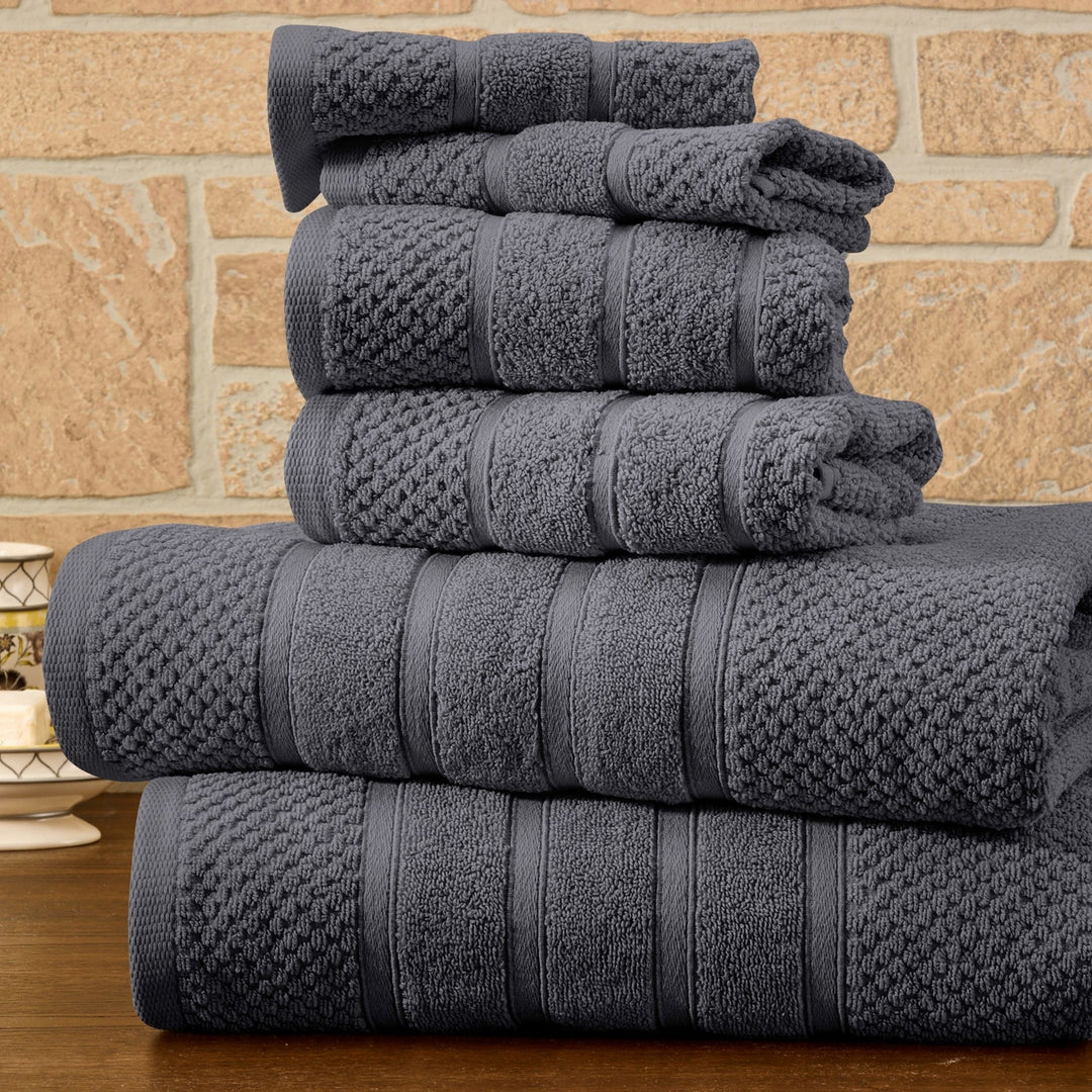 Bibb Home 6 Piece Popcorn Egyptian Cotton Towel Set Image 3