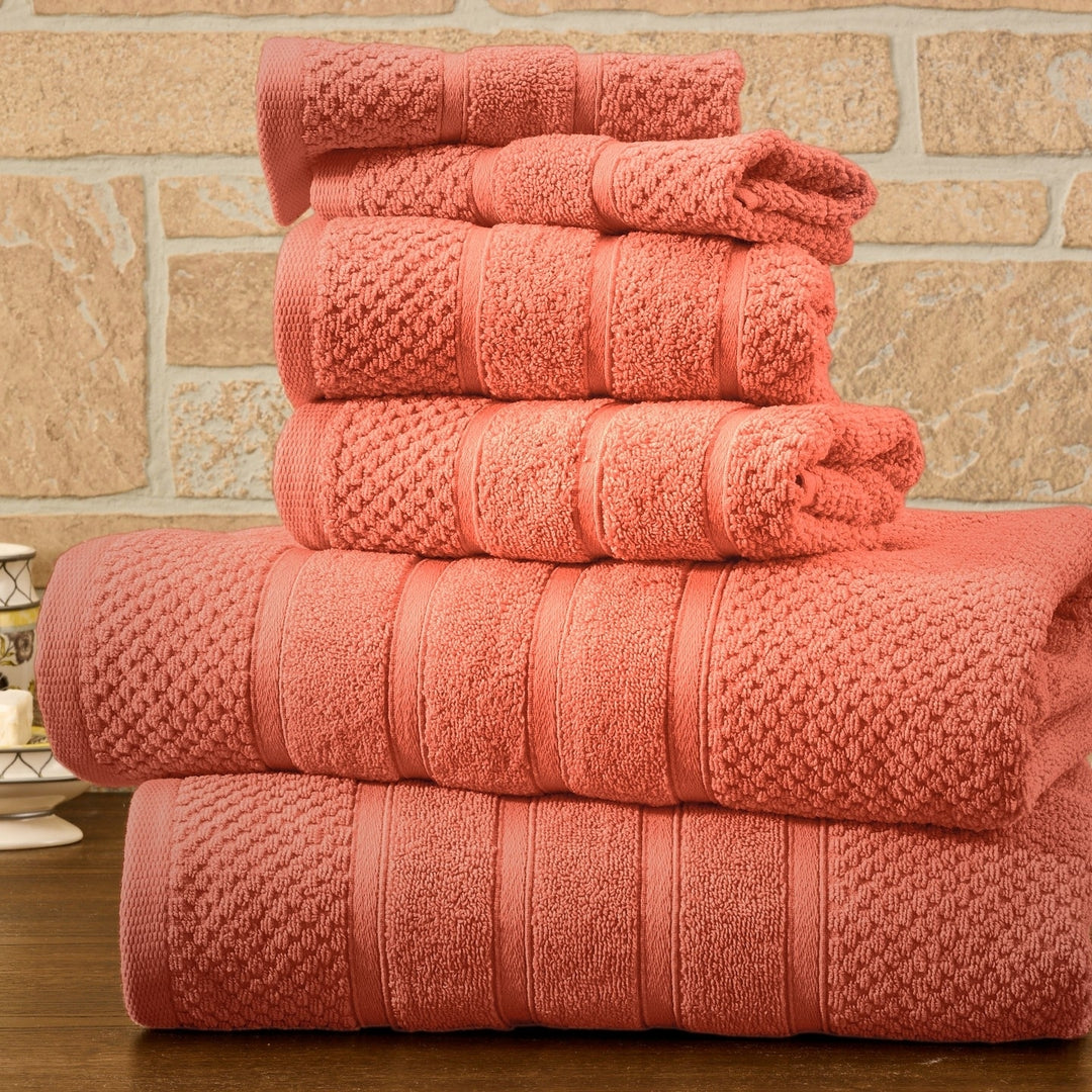 Bibb Home 6 Piece Popcorn Egyptian Cotton Towel Set Image 4