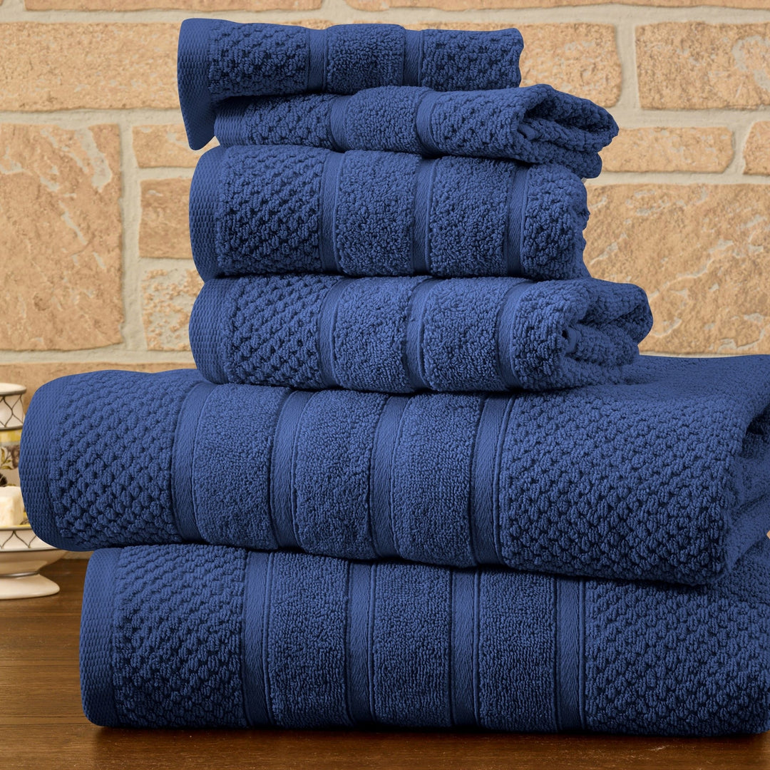 Bibb Home 6 Piece Popcorn Egyptian Cotton Towel Set Image 5