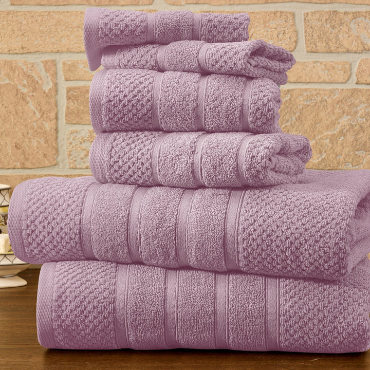 Bibb Home 6 Piece Popcorn Egyptian Cotton Towel Set Image 6