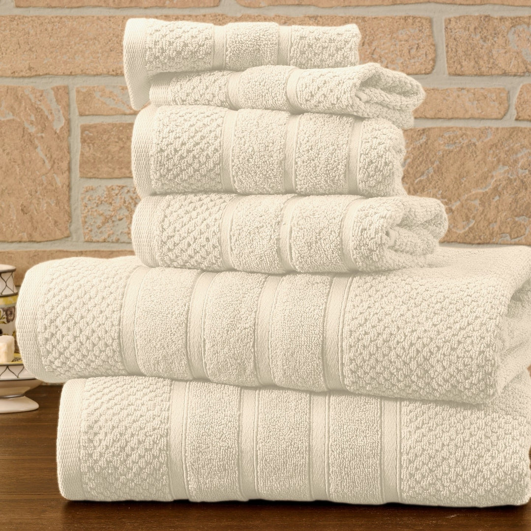 Bibb Home 6 Piece Popcorn Egyptian Cotton Towel Set Image 8