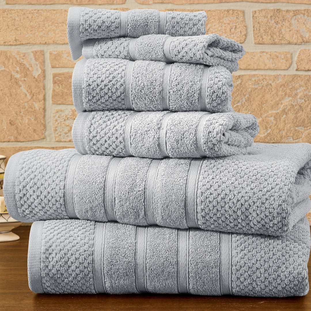 Bibb Home 6 Piece Egyptian Cotton Towel Set Bath Hand Washcloths White 600GSM Image 10