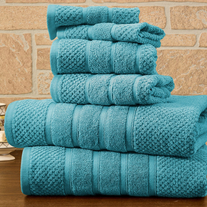 Bibb Home 6 Piece Popcorn Egyptian Cotton Towel Set Image 11