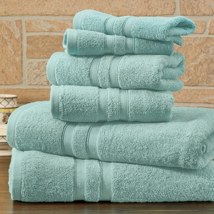 Bibb Home 6 Piece Solid Egyptian Cotton Towel Set 600GSM Bath Hand Washcloths Image 2