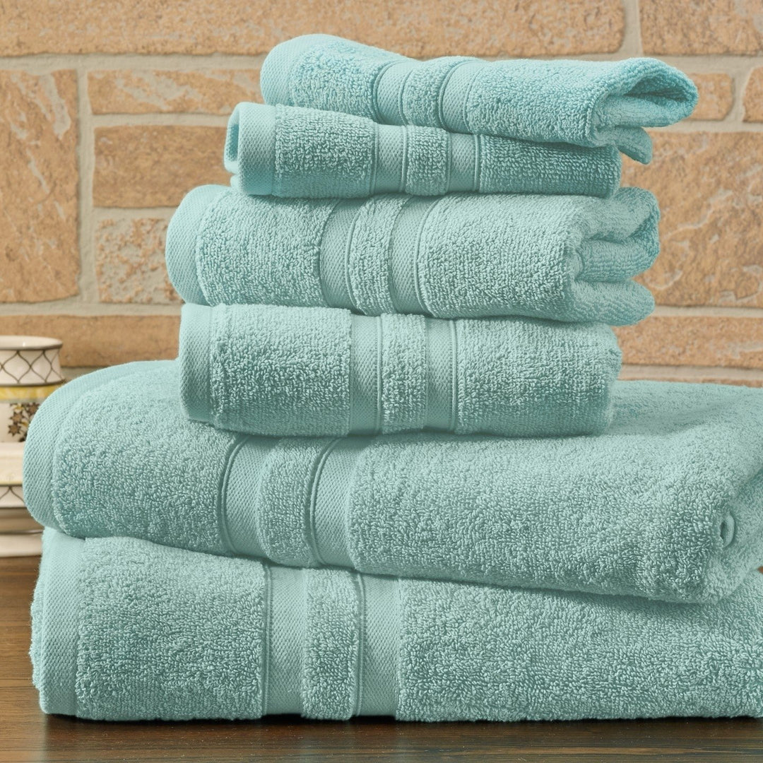 Bibb Home 6 Piece Solid Egyptian Cotton Towel Set 600GSM Bath Hand Washcloths Image 1