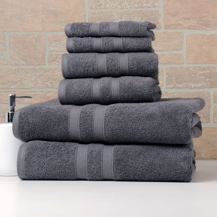 Bibb Home 6 Piece Solid Egyptian Cotton Towel Set Image 3