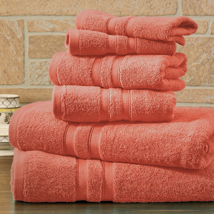 Bibb Home 6 Piece Solid Egyptian Cotton Towel Set 600GSM Bath Hand Washcloths Image 4