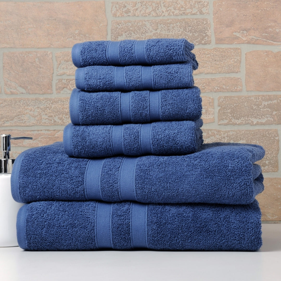 Bibb Home 6 Piece Solid Egyptian Cotton Towel Set Image 5