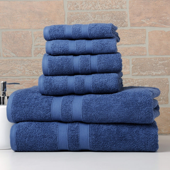 Bibb Home 6 Piece Solid Egyptian Cotton Towel Set 600GSM Bath Hand Washcloths Image 1