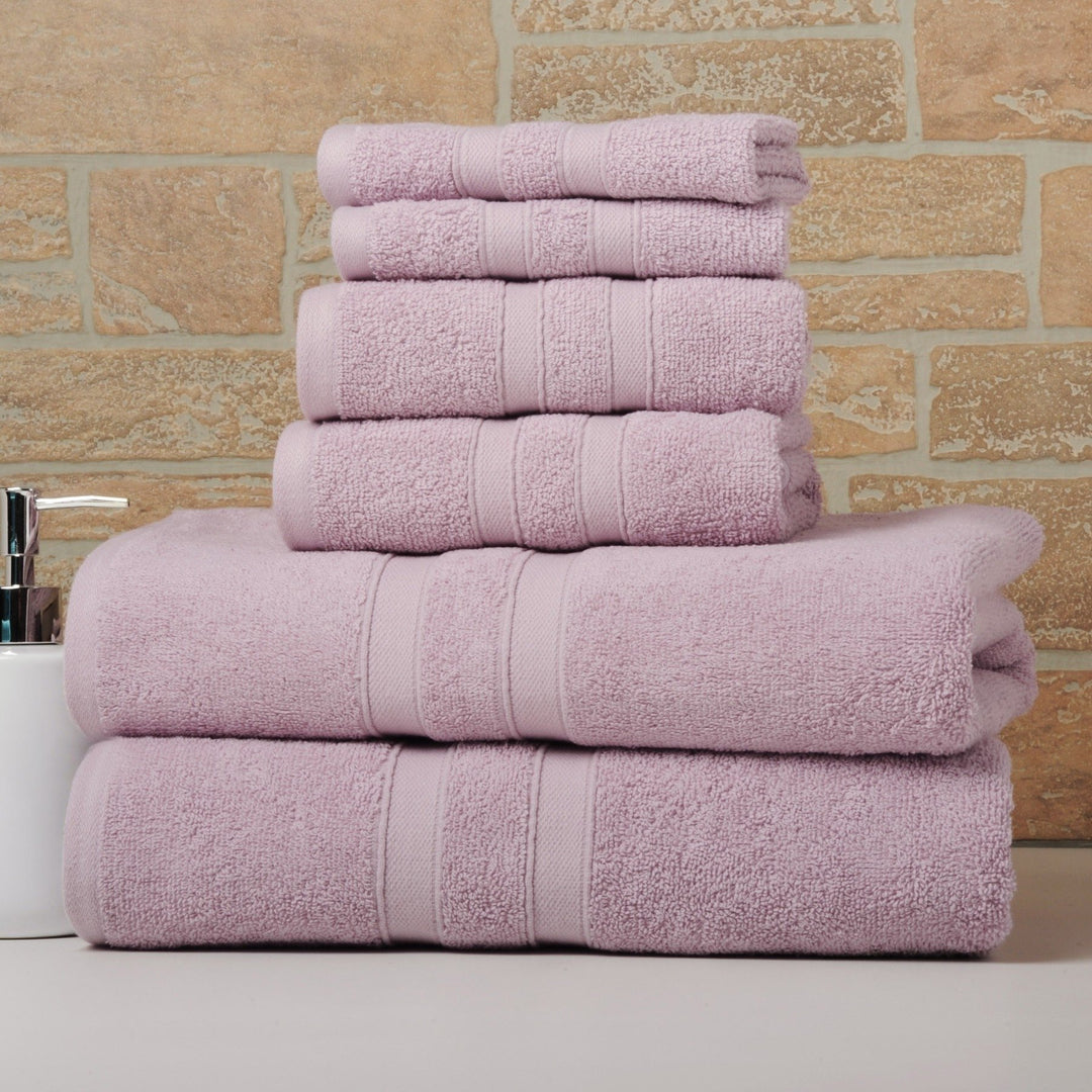 Bibb Home 6 Piece Solid Egyptian Cotton Towel Set 600GSM Bath Hand Washcloths Image 1