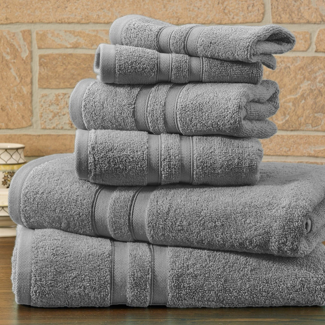 Bibb Home 6 Piece Solid Egyptian Cotton Towel Set 600GSM Bath Hand Washcloths Image 1