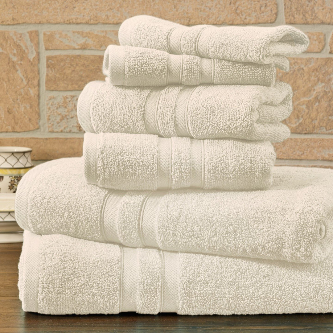 Bibb Home 6 Piece Solid Egyptian Cotton Towel Set 600GSM Bath Hand Washcloths Image 1