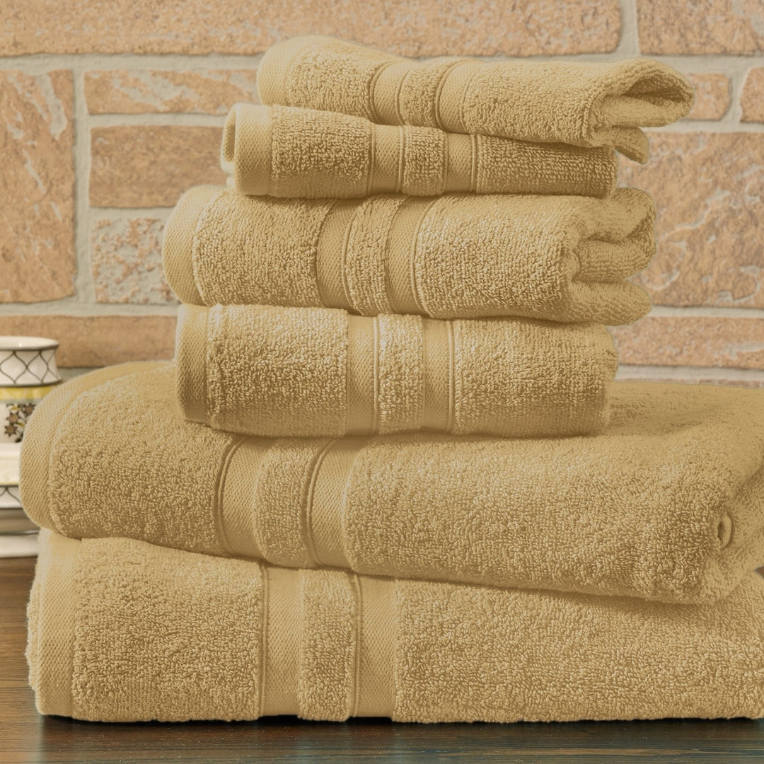 Bibb Home 6 Piece Solid Egyptian Cotton Towel Set 600GSM Bath Hand Washcloths Image 9