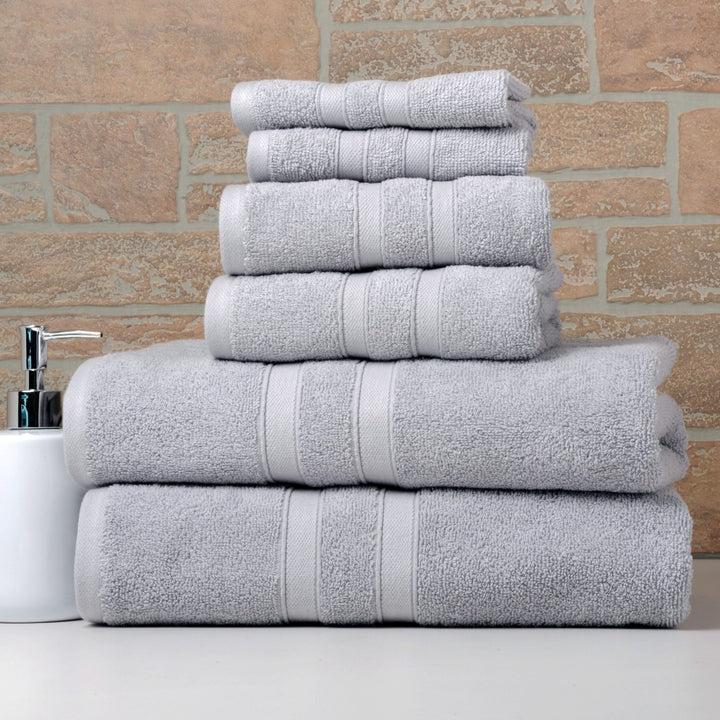 Bibb Home 6 Piece Solid Egyptian Cotton Towel Set Image 10