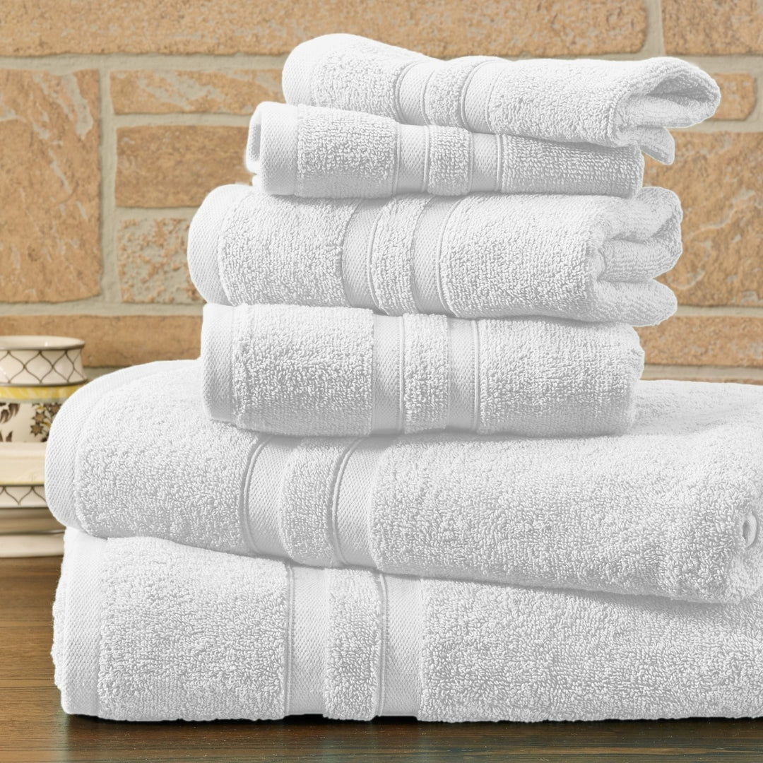 Bibb Home 6 Piece Solid Egyptian Cotton Towel Set Image 12
