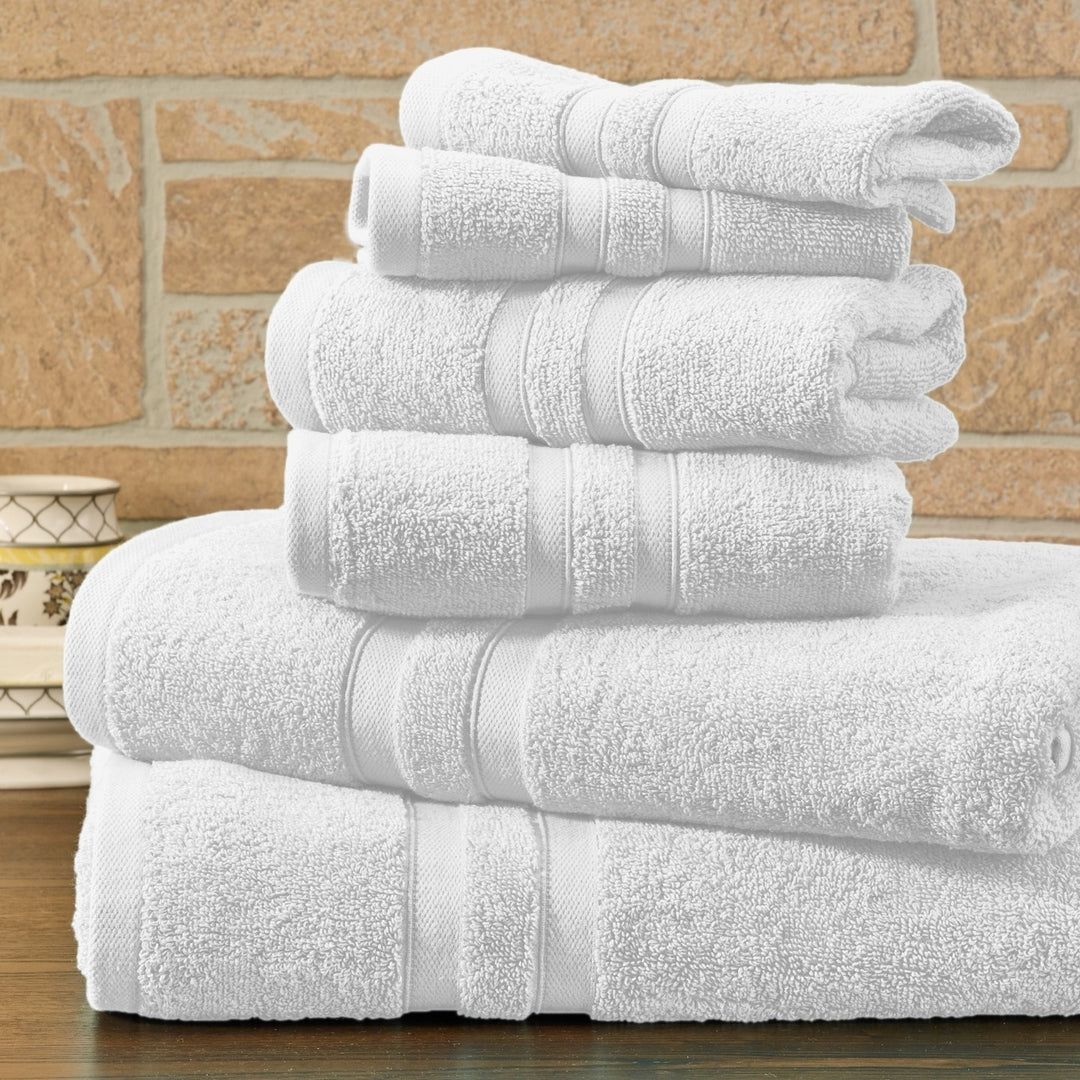 Bibb Home 6 Piece Solid Egyptian Cotton Towel Set 600GSM Bath Hand Washcloths Image 12