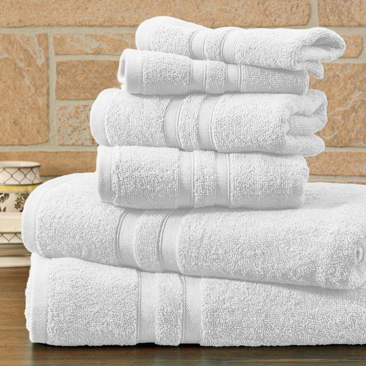 Bibb Home 6 Piece Solid Egyptian Cotton Towel Set Image 1