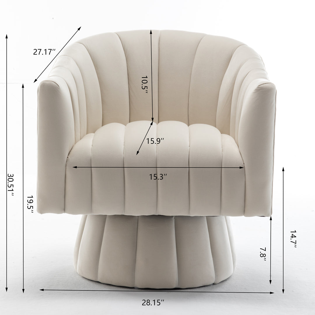 SEYNAR Modern Glam Velvet Upholstered Round Swivel Accent Barrel Chair Set of 2 Image 12