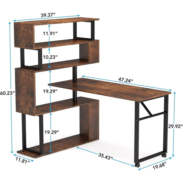 Tribesigns Rotating L-Shaped Computer Desk with 5 Shelves Reversible Office Table Image 5