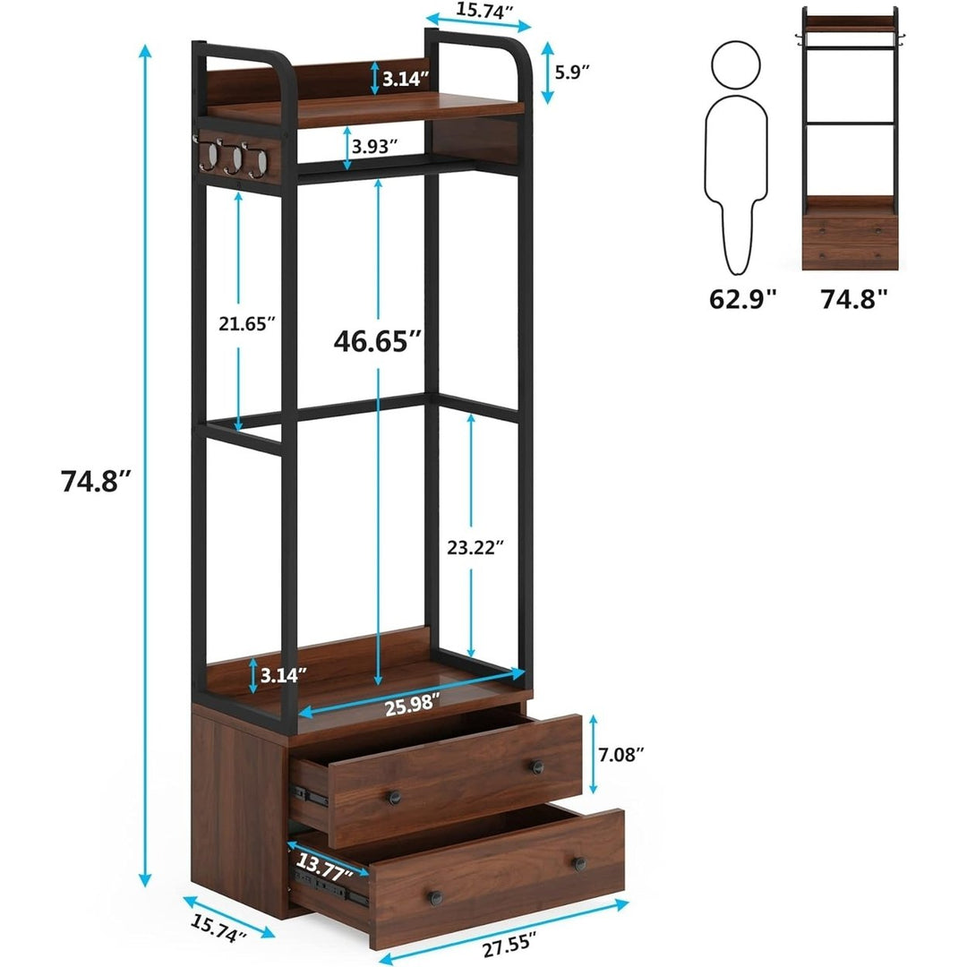 Tribesigns Freestanding Closet Organizer Small Clothes Rack with Drawers Black Image 6