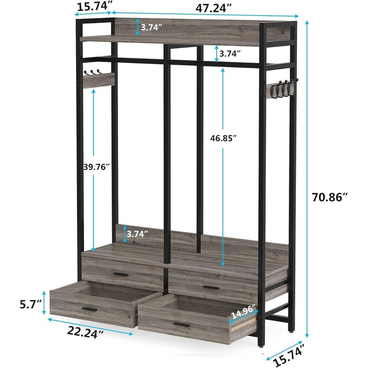 Tribesigns Heavy Duty Freestanding Closet Organizer with 4 Drawers and Hooks Image 5