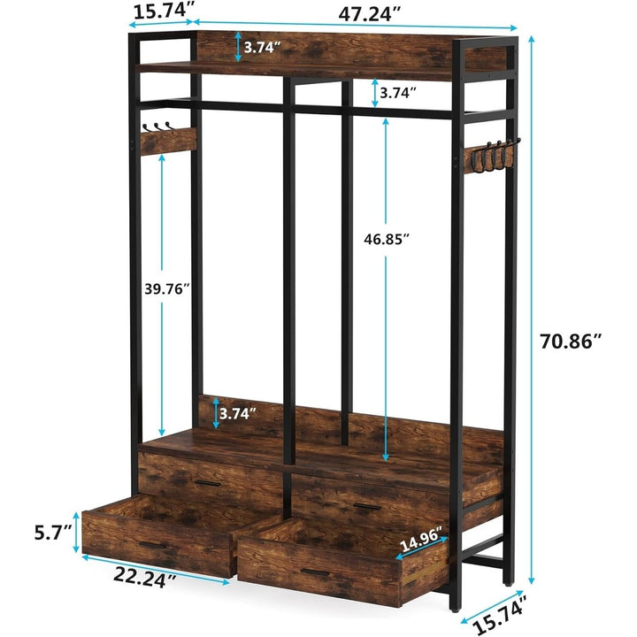 Tribesigns Heavy Duty Freestanding Closet Organizer with 4 Drawers and Hooks Image 10