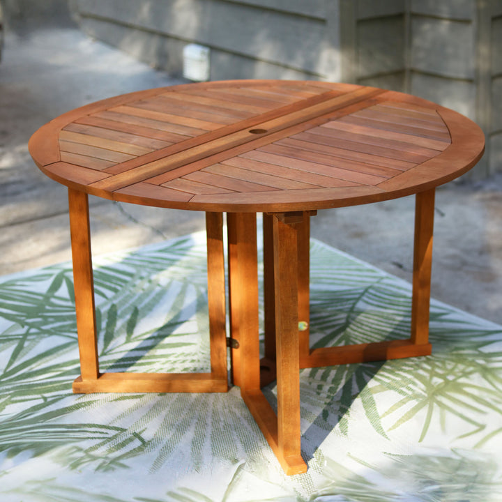 Sunnydaze Malaysian Hardwood Gateleg Patio Table with Teak Oil Finish Image 4