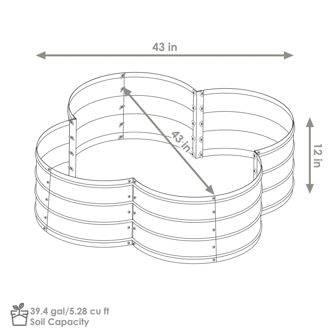 Sunnydaze 4-Leaf Clover-Shaped Galvanized Steel Raised Planter Bed - Silver Image 3