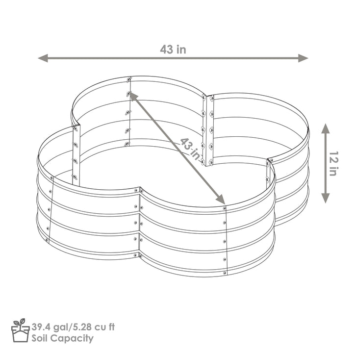 Sunnydaze 4-Leaf Clover-Shaped Galvanized Steel Raised Planter Bed - Silver Image 3