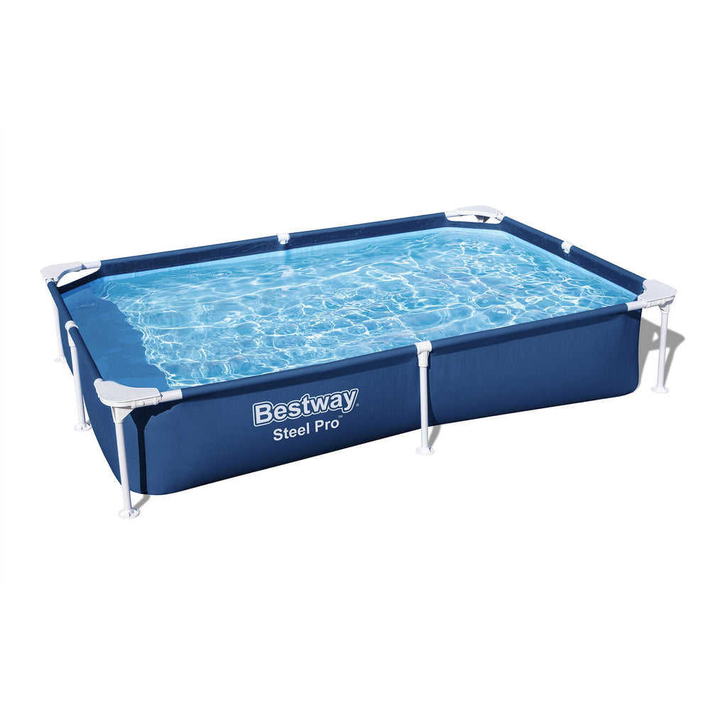 Bestway Steel Pro 87" x 59" x 17" Rectangular Above Ground Outdoor Swimming Pool Image 2