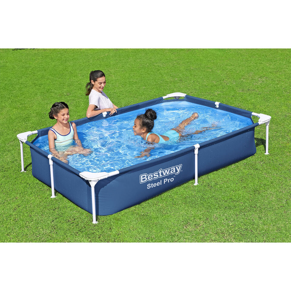 Bestway Steel Pro 87" x 59" x 17" Rectangular Above Ground Outdoor Swimming Pool Image 3