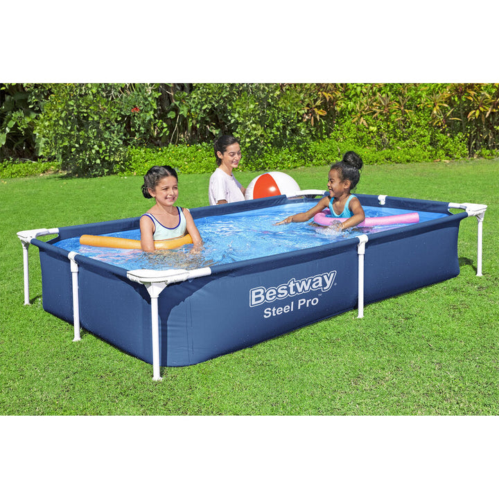 Bestway Steel Pro 87" x 59" x 17" Rectangular Above Ground Outdoor Swimming Pool Image 5