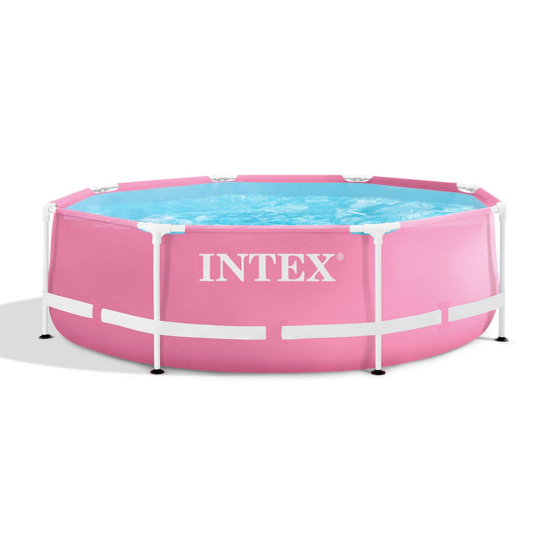 Intex 28290EH 8ft x 30in Round Metal Frame Above Ground Swimming Pool Pink Image 1