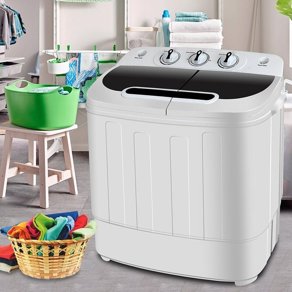 Compact Mini Twin Tub Washing Machine Portable 13lbs Laundry Washer and Dryer Image 2