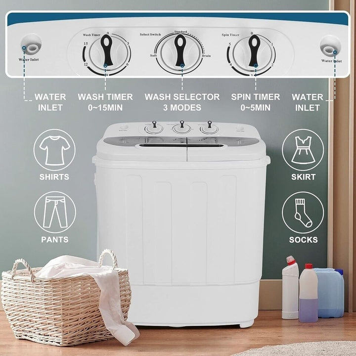 Compact Mini Twin Tub Washing Machine Portable 13lbs Laundry Washer and Dryer Image 3