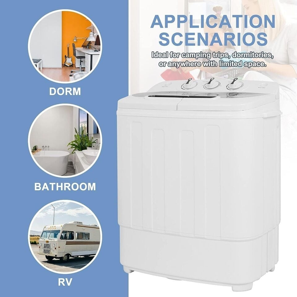 Compact Mini Twin Tub Washing Machine Portable 13lbs Laundry Washer and Dryer Image 4