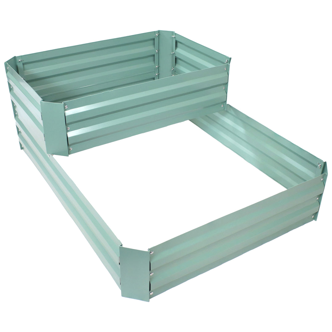 Sunnydaze 2-Tier Galvanized Steel Raised Garden Bed - 17.75 in H - Green Image 1