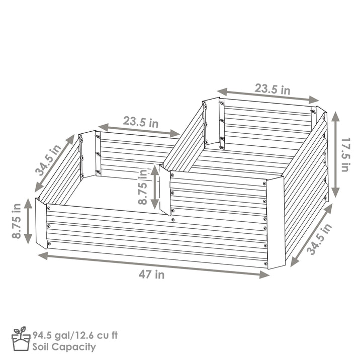 Sunnydaze 2-Tier Galvanized Steel Raised Garden Bed - 17.75 in H - Green Image 3