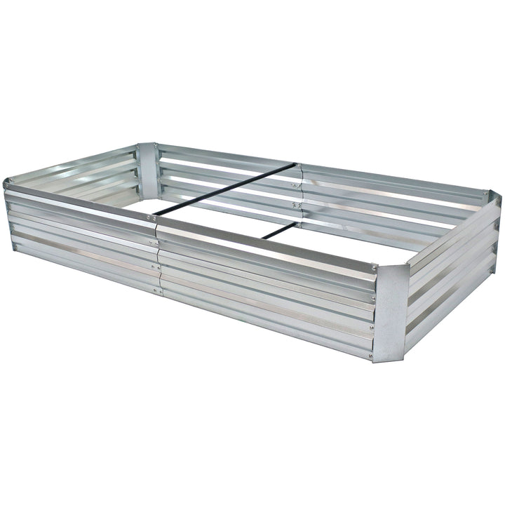 Sunnydaze Galvanized Steel Rectangle Raised Garden Bed - 3 x 6 - Silver Image 1