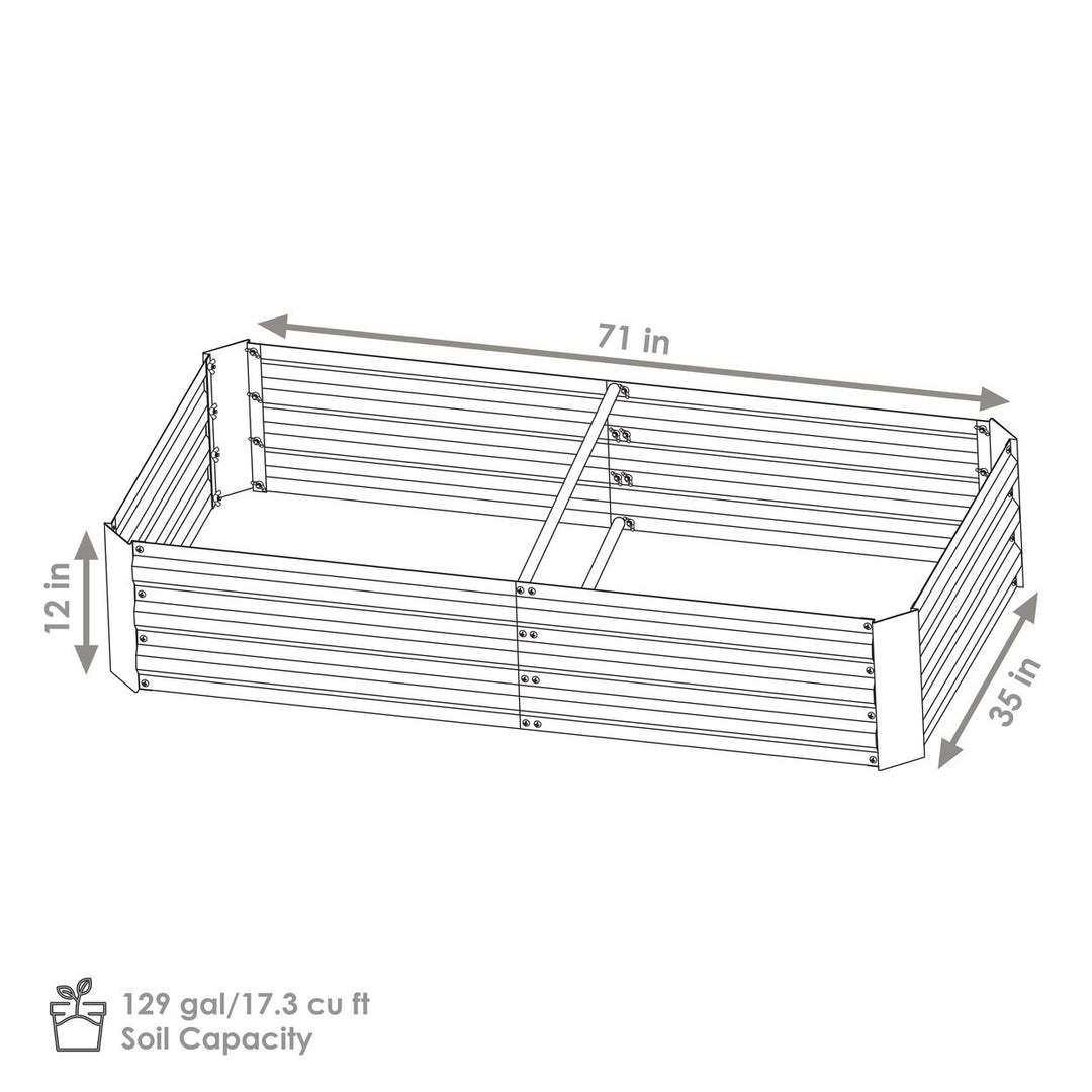 Sunnydaze Galvanized Steel Rectangle Raised Garden Bed - 3 x 6 - Silver Image 3