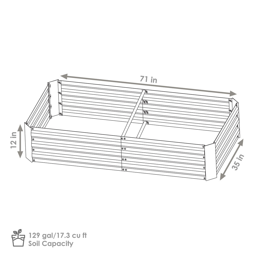 Sunnydaze Galvanized Steel Rectangle Raised Garden Bed - 3 x 6 - Green Image 3